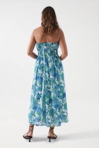 FLORAL PRINT STRAPLESS DRESS