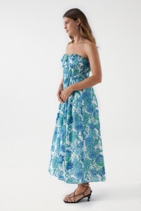 FLORAL PRINT STRAPLESS DRESS