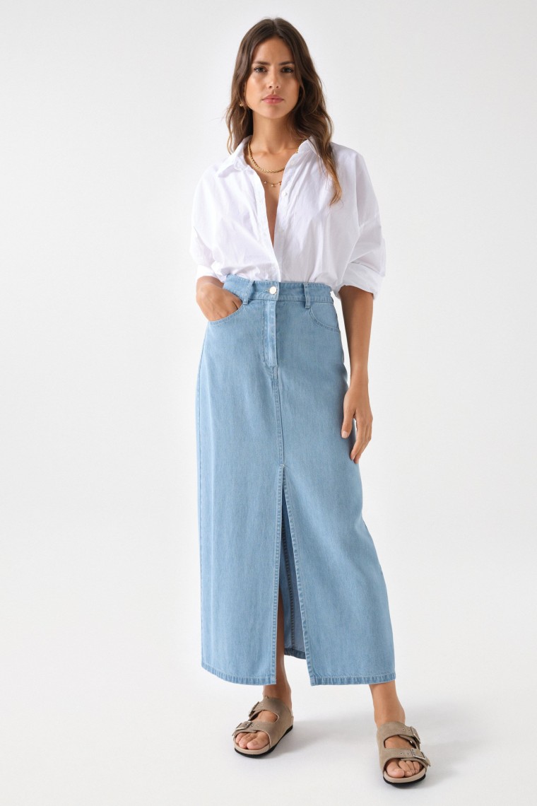 LIGHTDENIM MIDI SKIRT