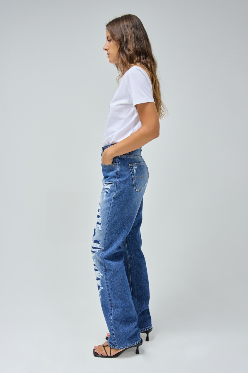 JEANS TRUE STRAIGHT COM ROTOS