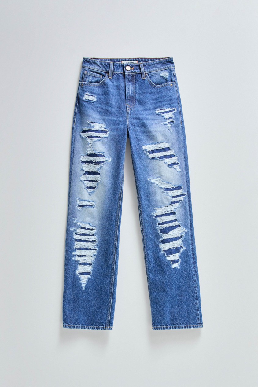 JEANS TRUE STRAIGHT COM ROTOS