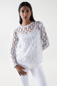 CAMISOLA EFEITO CROCHET METALIZADA