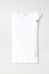 ASYMMETRICAL NECKLINE TOP WITH METALLIC DETAIL