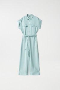 SATIN-FEEL JUMPSUIT WITH BELT