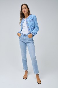 CHAQUETA DE TWEED CON DETALLES DE DENIM