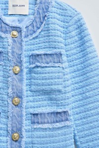 CASACO TWEED COM DETALHES EM DENIM