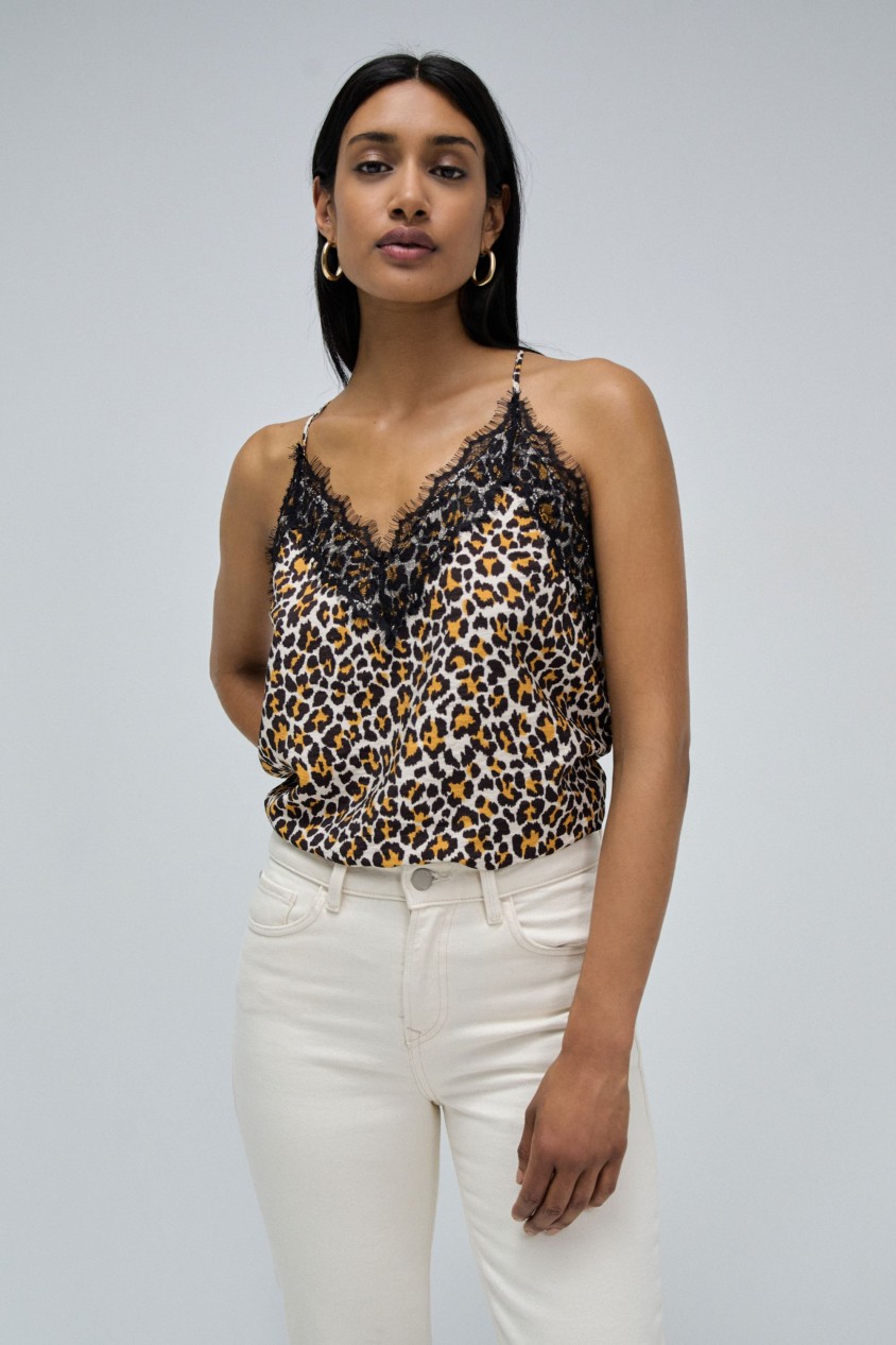 TOP ANIMAL PRINT AVEC DTAIL EN DENTELLE