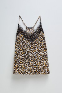 TOP ANIMAL PRINT MIT SPITZENDETAIL