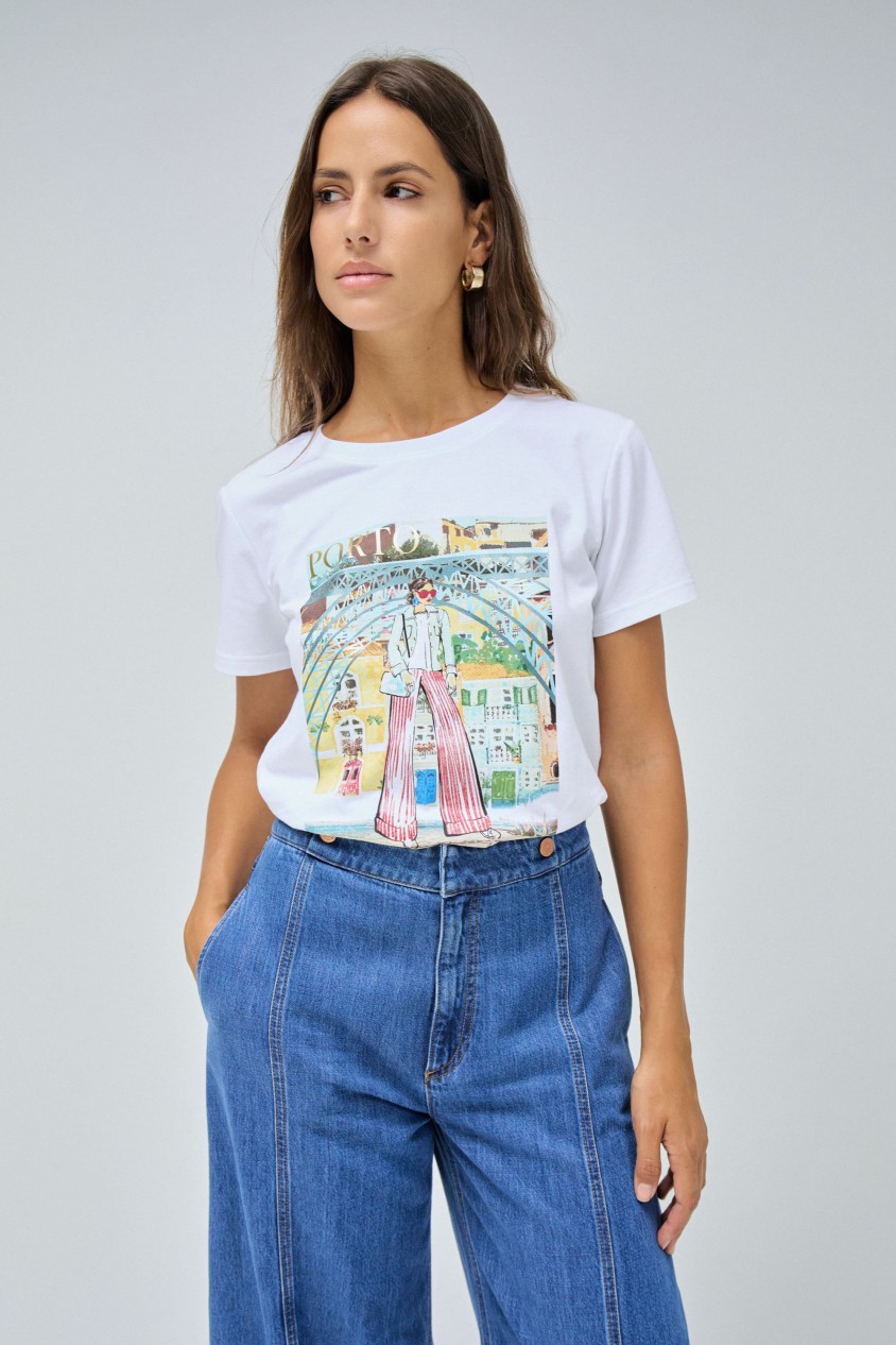 T-SHIRT BLANCHE AVEC IMPRIM DE PORTO