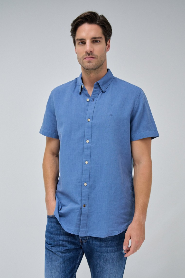 SHORT SLEEVE SHIRT WITH LINEN BLEND