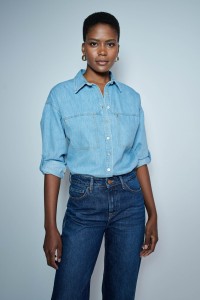 BLUSE LIGHTDENIM MIT GLITZER