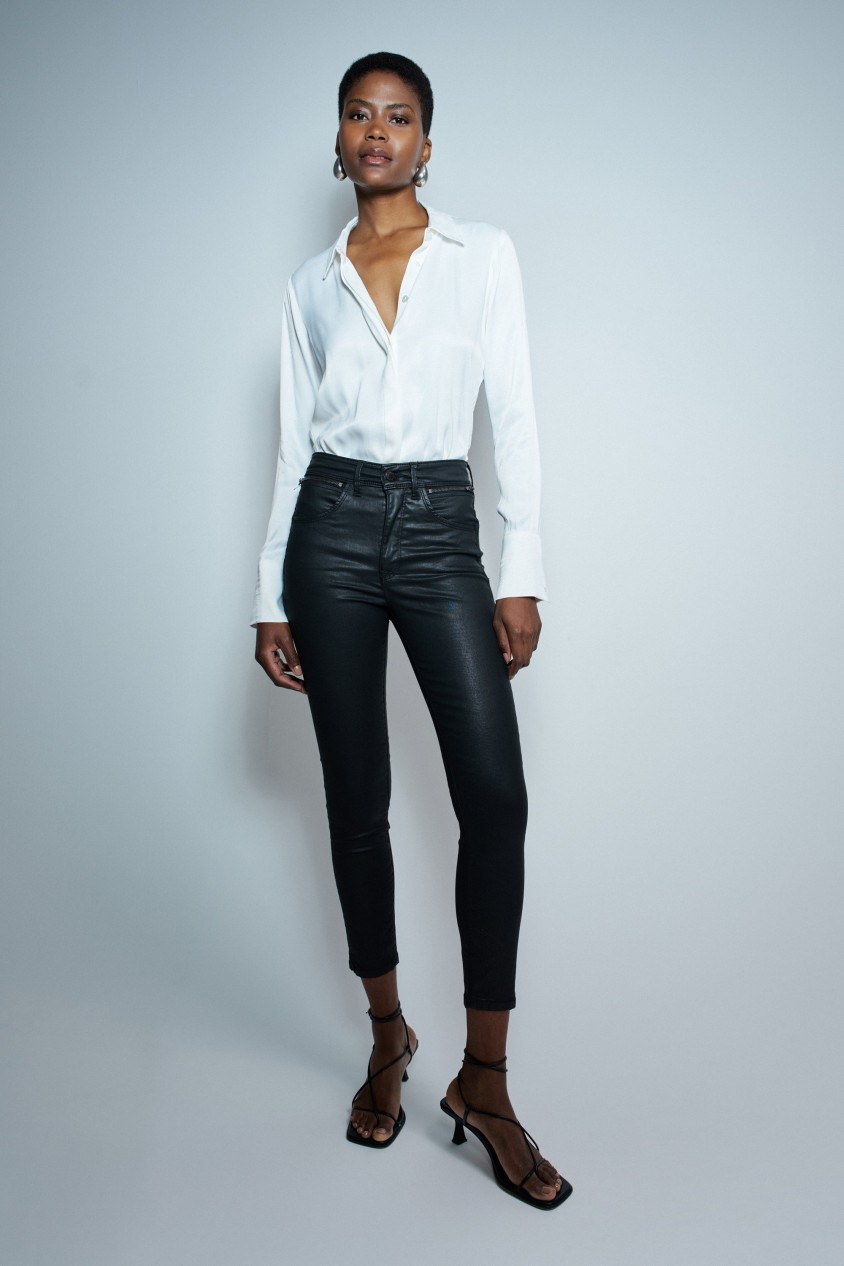 FAITH PUSH IN CROPPED JEANS WITH COATING