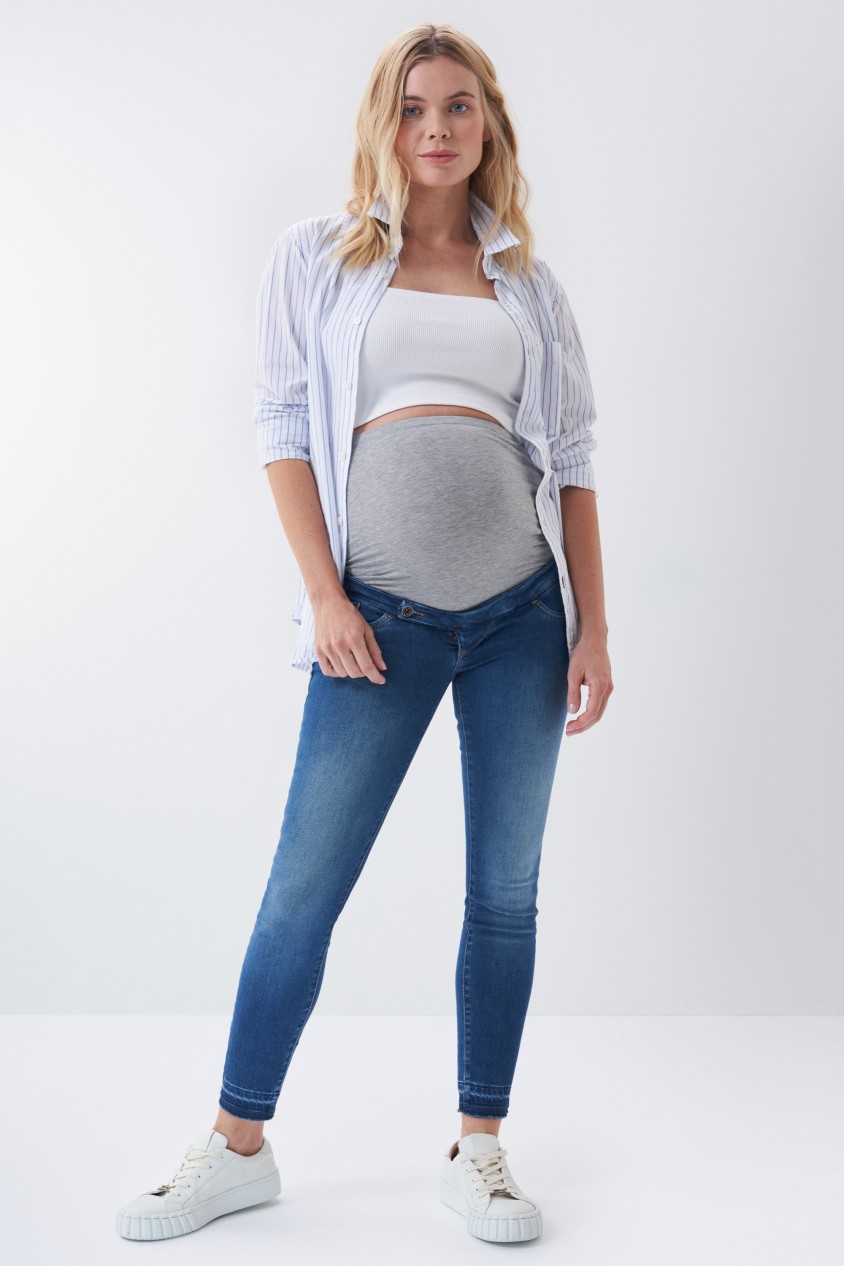 HOPE CROPPED MATERNITY JEANS IN MEDIUM RINSE