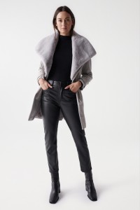 GRACE WOOLLEN COAT WITH FUR COLLAR