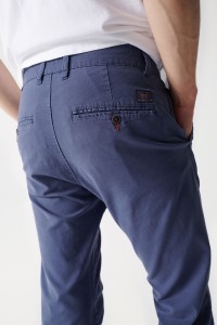 SLIM BLUE CHINO TROUSERS