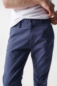 SLIM BLUE CHINO TROUSERS