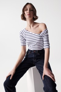 KNIT TOP WITH ASYMMETRIC NECKLINE