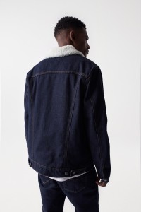 DENIM JACKET WITH FUR TRIM