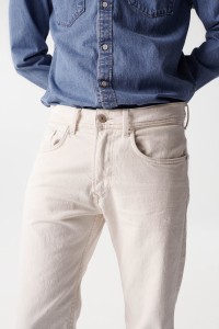 SLIM UNBLEACHED SERGE TROUSERS