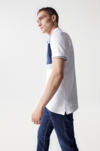 TRICOLOUR POLO SHIRT WITH STRIPE DETAIL