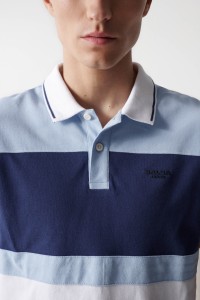 TRICOLOUR POLO SHIRT WITH STRIPE DETAIL