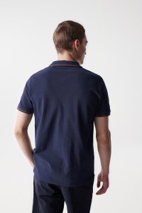 TRICOLOUR POLO SHIRT WITH STRIPE DETAIL