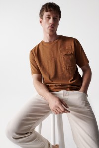 BROWN T-SHIRT WITH SALSA NAME AND POCKET