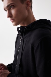 PADDED HOODIE IN MIXED FABRICS