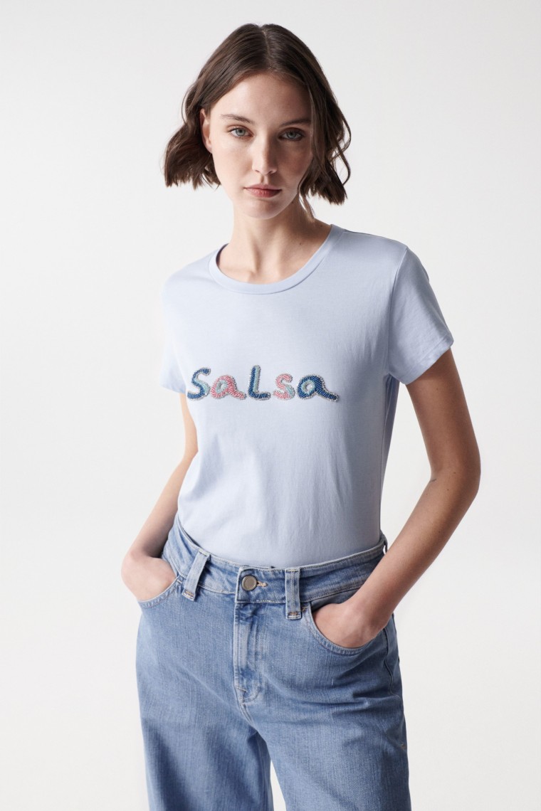 T-SHIRT AVEC LOGO SALSA EN PERLES