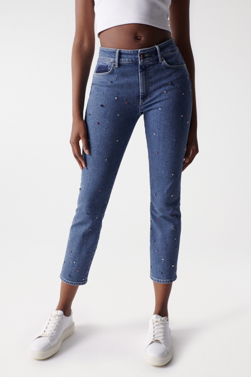 JEANS DESTINY PUSH UP COM DETALHE DE PEDRAS