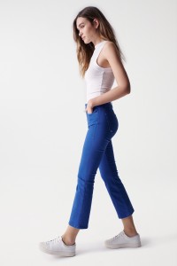 DESTINY PUSH UP-JEANS, BLAU, CROPPED FLARE