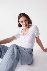 T-SHIRT WITH ASYMMETRICAL NECKLINE