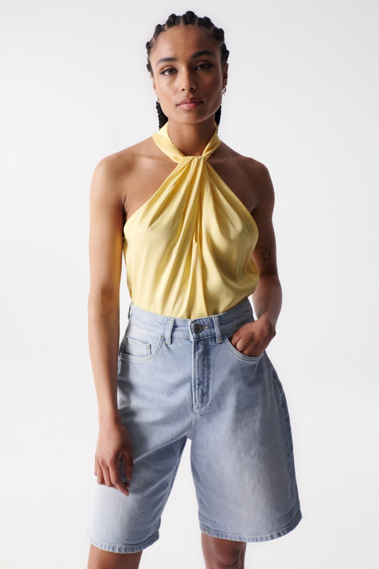 SATIN-FEEL HALTER TOP