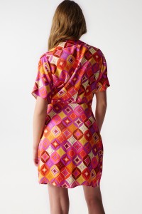 SATIN-FEEL PRINT DRESS