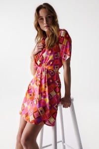 SATIN-FEEL PRINT DRESS