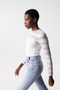 TEXTURED SHIRT WITH LACE