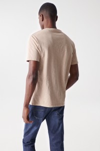 BEIGE T-SHIRT WITH PRINT DESIGN