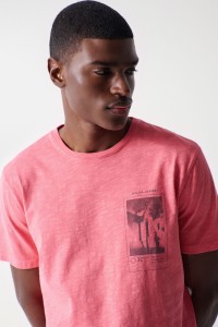 PINK T-SHIRT WITH PRINT DESIGN