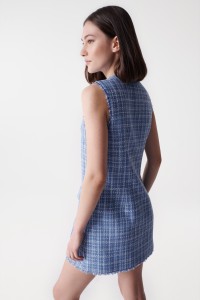 TEXTURED BLUE TWEED DRESS