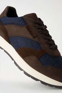 LEATHER AND DENIM TRAINERS