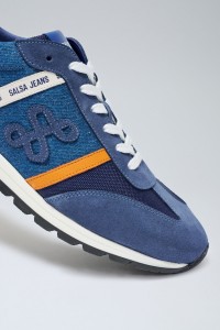 LEATHER AND DENIM TRAINERS