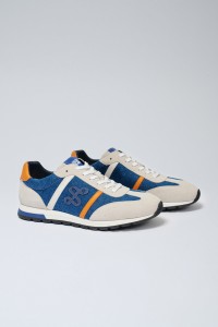 LEATHER AND DENIM TRAINERS