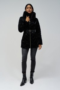 QUILTED JACKET WITH VELVET EFFECT