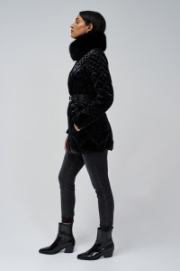 QUILTED JACKET WITH VELVET EFFECT