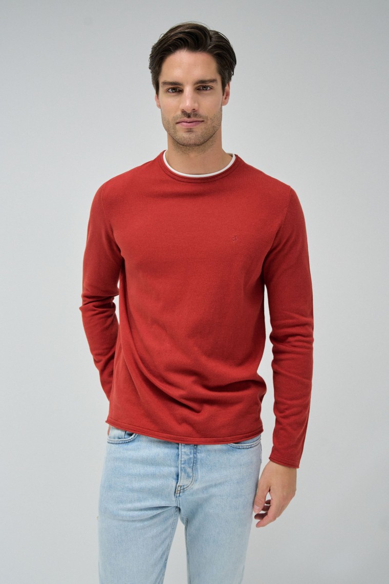 KNIT SWEATER WITH T-SHIRT COLLAR