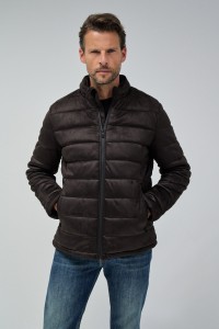 JEANSMANTEL PUFFER AUS WILDLEDER