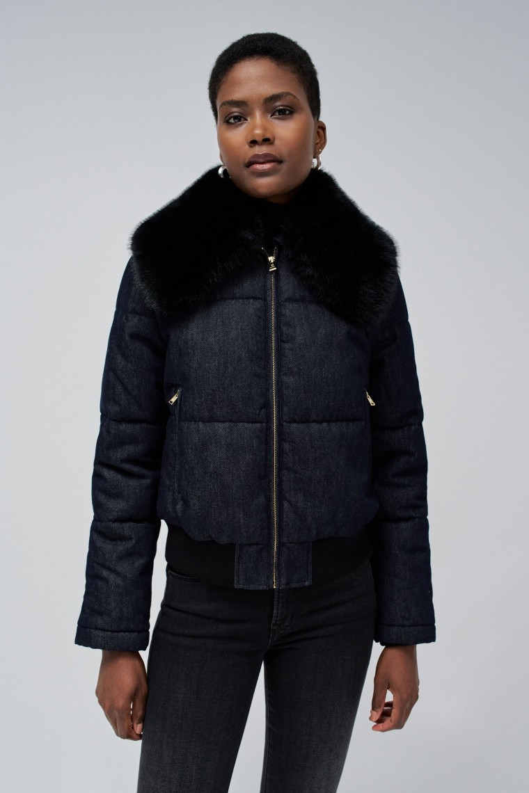 PUFFER DENIM TRENCH COAT