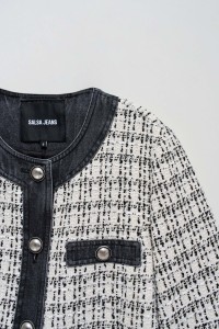 TWEEDJACKE MIT DENIM-DETAILS