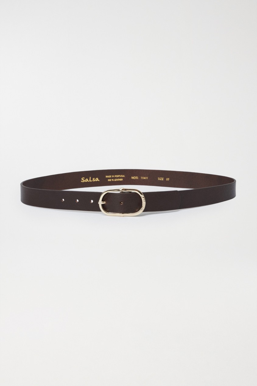 LEATHER BELT WITH GEM BUCKLE