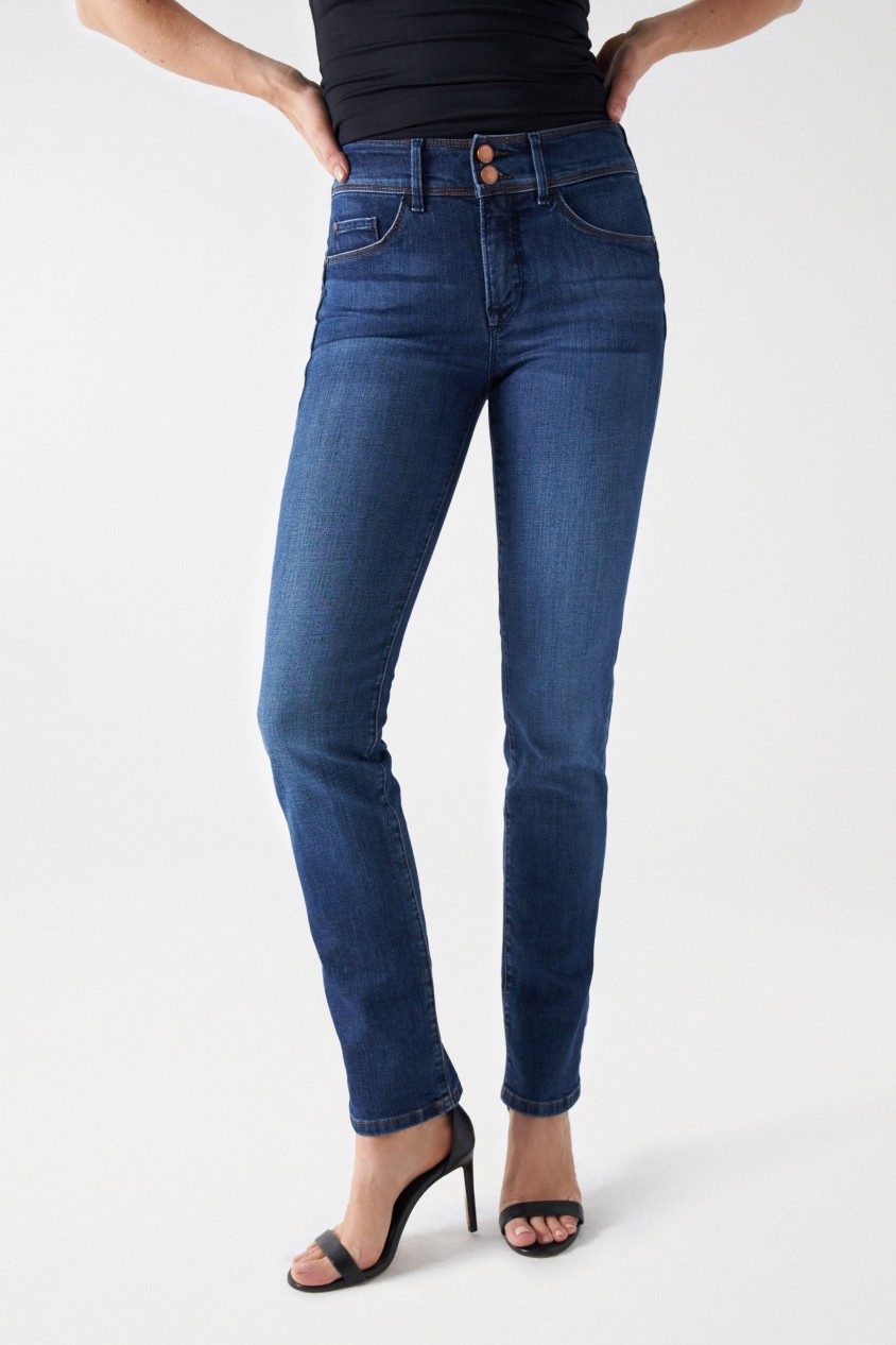 SECRET PUSH IN SLIM JEANS WITH RINSED EFFECT